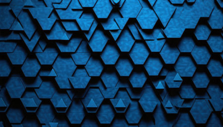 Abstract blue hexagon background. 3d rendering, 3d illustration.の素材