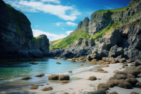 Beautiful seascape with rocks and ocean in Scotland, UKの素材
