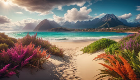 Panoramic view of beautiful Lofoten islands, Norway.の素材