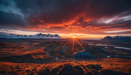 Mountain landscape at sunset. Iceland, Europe. Beauty world.の素材