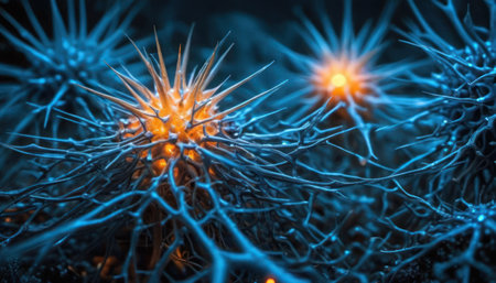 3d rendering of Neuron cell close up. Neuron cell backgroundの素材