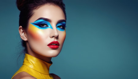 Portrait of a beautiful girl with bright makeup. Beauty, fashion.の素材