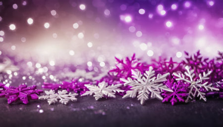 Christmas background with snowflakes on a bokeh background.の素材