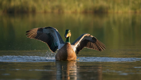 Male mallard duck, Anas platyrhynchosの素材