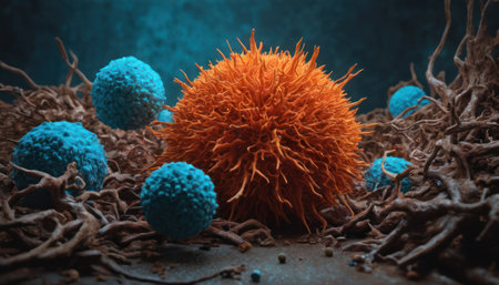 cancer cell or tumor illustration in high detail as a medical science conceptの素材