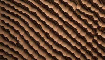 3d rendering of abstract wavy surface made of wooden surfaces.の素材