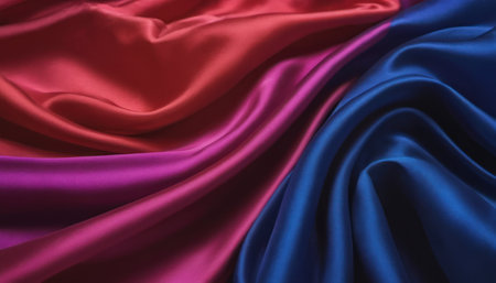 Smooth elegant blue and red satin fabric can use as backgroundの素材