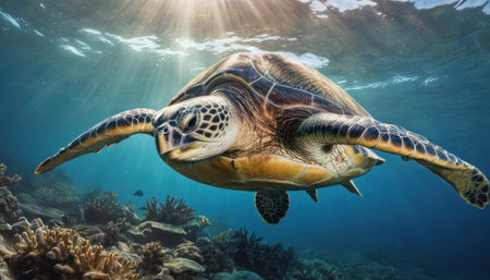 Hawaiian Green Sea Turtle (Chelonia mydas)の素材