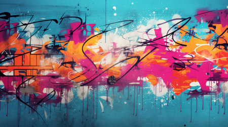 Graffiti urban art. Abstract urban art background. Urban Contemporary Culture.の素材
