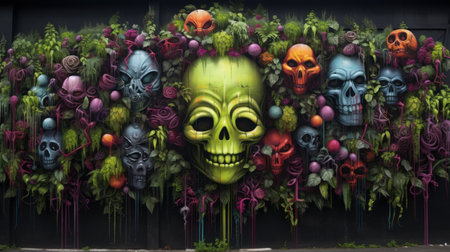 Graffiti on the wall of a house in Barcelona, Spain.の素材