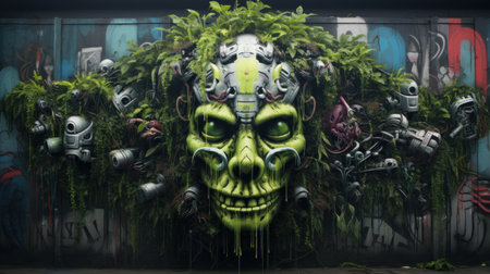 Graffiti art on the wall. Street art concept. Urban Contemporary Culture.の素材