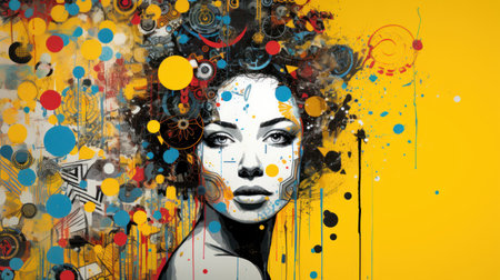 Portrait of a beautiful young woman with creative make-up.の素材