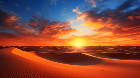 Sunset over sand dunes in the desert. 3d renderの素材