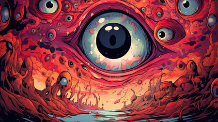 Fantasy alien planet. The eye of the devil. Vector illustration.の素材