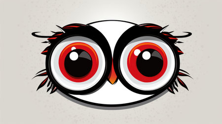 Cute cartoon owl face with big eyes. Vector illustration for your designの素材