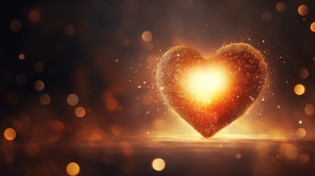 Glowing heart on bokeh background. Valentine's day conceptの素材