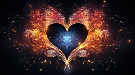 Abstract fractal heart, digital artwork for creative graphic design. Computer generated graphics.の素材