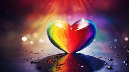 Heart on a dark background with bokeh effect. Love concept.の素材