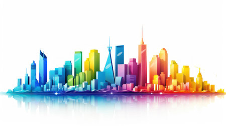 abstract colorful skyscrapers on a white background, vector illustrationの素材