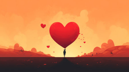 Valentine's day background with heart shape balloon. Vector illustration.の素材