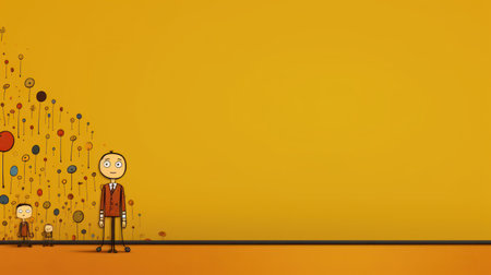 Conceptual image of business people standing in front of a wallの素材