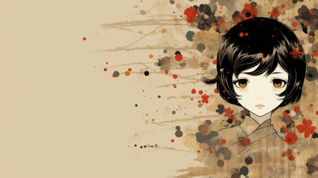 Portrait of a beautiful young woman with short hair. Vector illustration.の素材