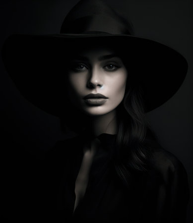 Fashion portrait of beautiful woman in hat. Beauty, fashion.の素材