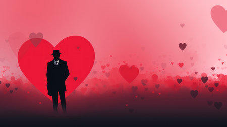 Valentine's day background with man and hearts. Vector illustration.の素材
