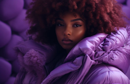 Beautiful african american woman with afro hairstyle and makeupの素材