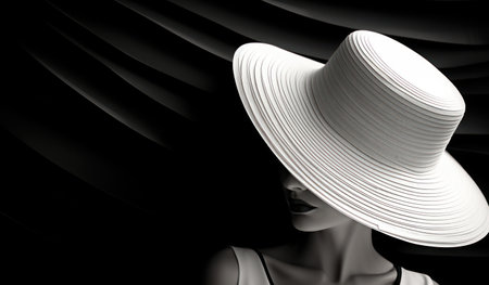 Beautiful woman's hat on a black background. 3d renderingの素材