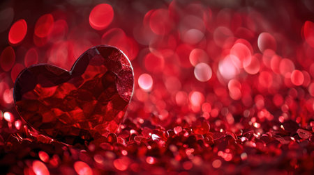 Valentine's day background with red hearts on bokeh backgroundの素材