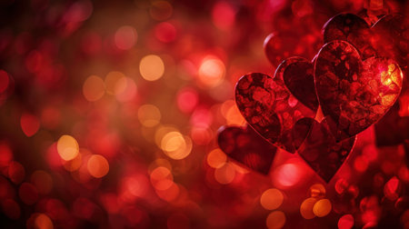 Valentine's day background with hearts on bokeh backgroundの素材