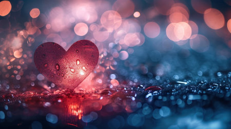 Valentine's day background with heart and bokeh lightsの素材