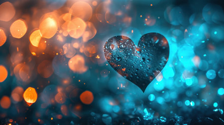 Valentine's day background with heart and bokeh lightsの素材