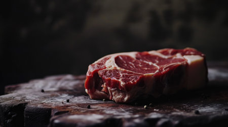 Raw beef steak on wooden background. Selective focus. Toned.の素材