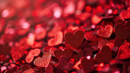 Valentine's day background. Red hearts on bokeh background.の素材