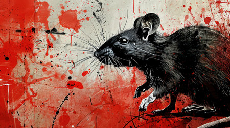 mouse art illustration grunge textures and backgrounds. rat illustration eps10の素材