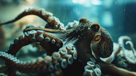 Octopus in aquarium close-up. Shallow depth of fieldの素材
