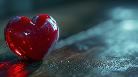 Red heart on a wooden background. Valentine's Day. Love.の素材