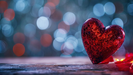 Valentine's day background with red heart and bokeh lightsの素材