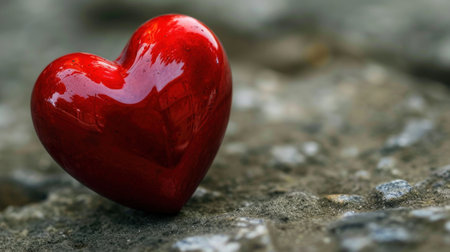 Valentine's day background. Red heart on a stone.の素材