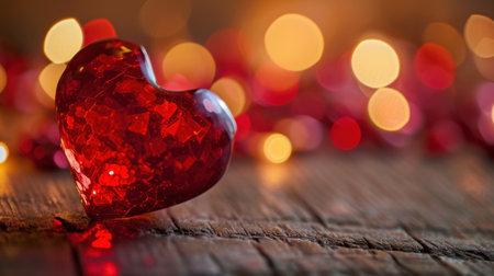 Valentine's day background with red heart on bokeh backgroundの素材