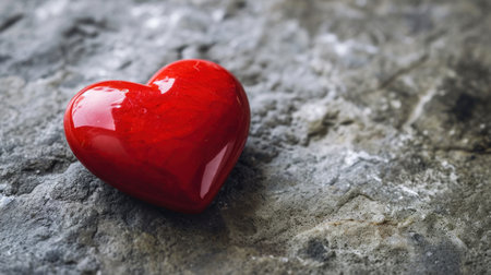 Red heart on stone background. Valentine's day concept. Close up.の素材