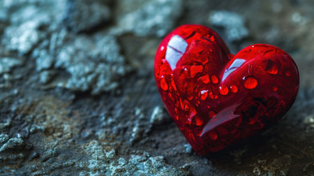 Red heart on a stone background. Valentine's Day. Love.の素材