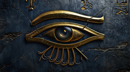 Eye of Horus on the stone background. 3d rendering. Computer digital drawing.の素材