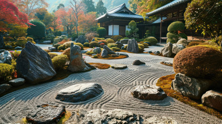 Beautiful Japanese garden in autumn season at Chiang Mai, Thailandの素材