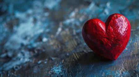 Red heart on a dark blue background. Valentines Day concept.の素材