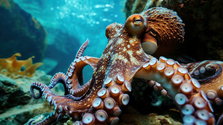 Octopus in the water, close-up of a sea animalの素材