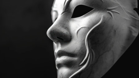 Photo for White Venetian mask on a dark background. Closeup. - Royalty Free Image