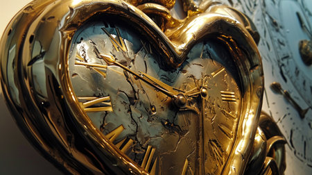 Closeup of a clock face in the shape of a heart.の素材